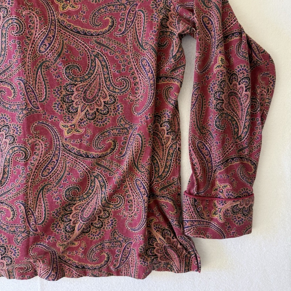 Lauren Ralph Lauren Pajama Top Burgundy Paisley LRL Crest women's  L - Picture 7 of 9